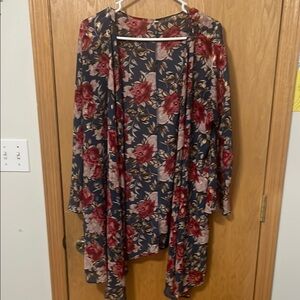 Floral Open-Front Sheer Cardigan